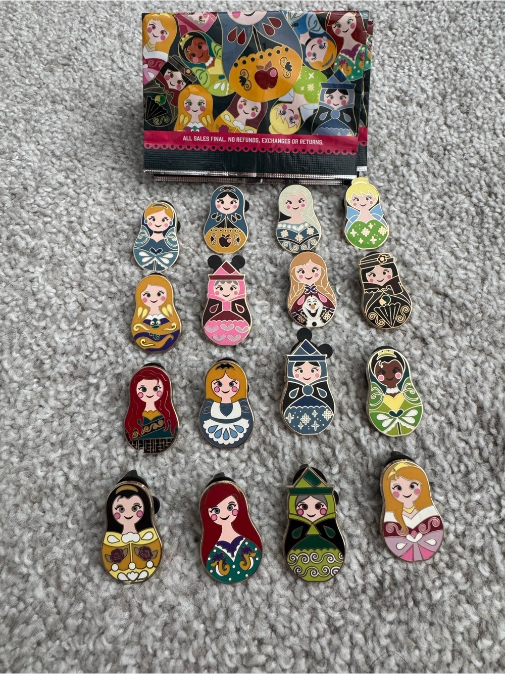 Rare Disney Matryoshka-Style Princess Complete Pin Set!
